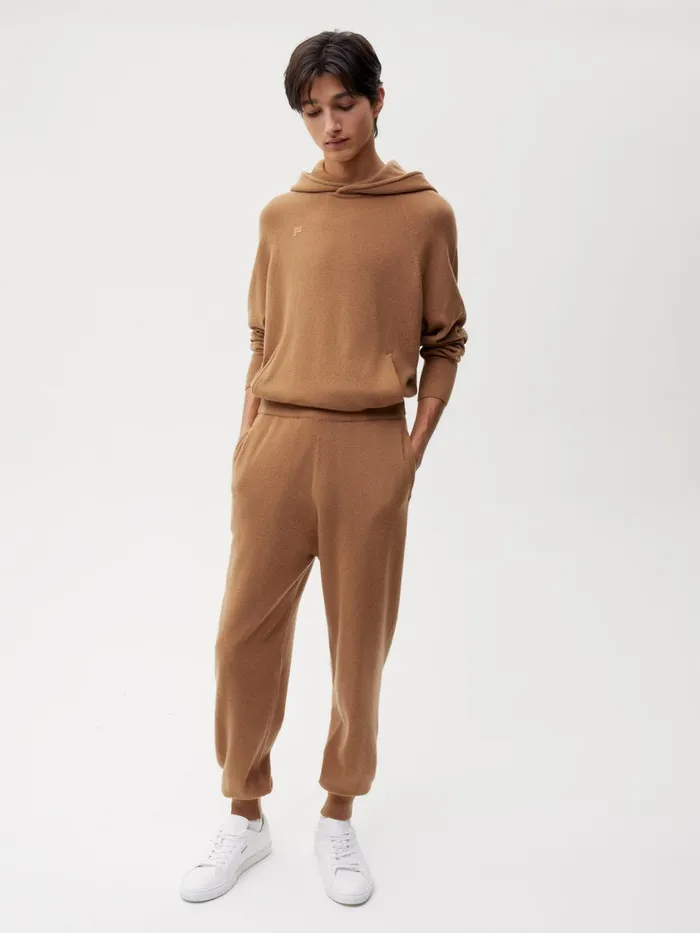 PANGAIA Recycled Cashmere Track Pants Camel Men Knitwear