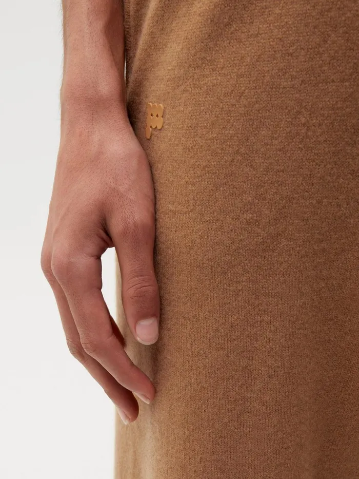PANGAIA Recycled Cashmere Track Pants Camel Men Knitwear