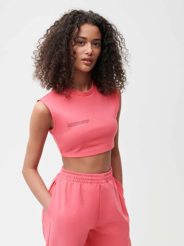 PANGAIA Recycled Cotton Fitted Crop TShirt Lotus Pink Men Tshirts and Tops
