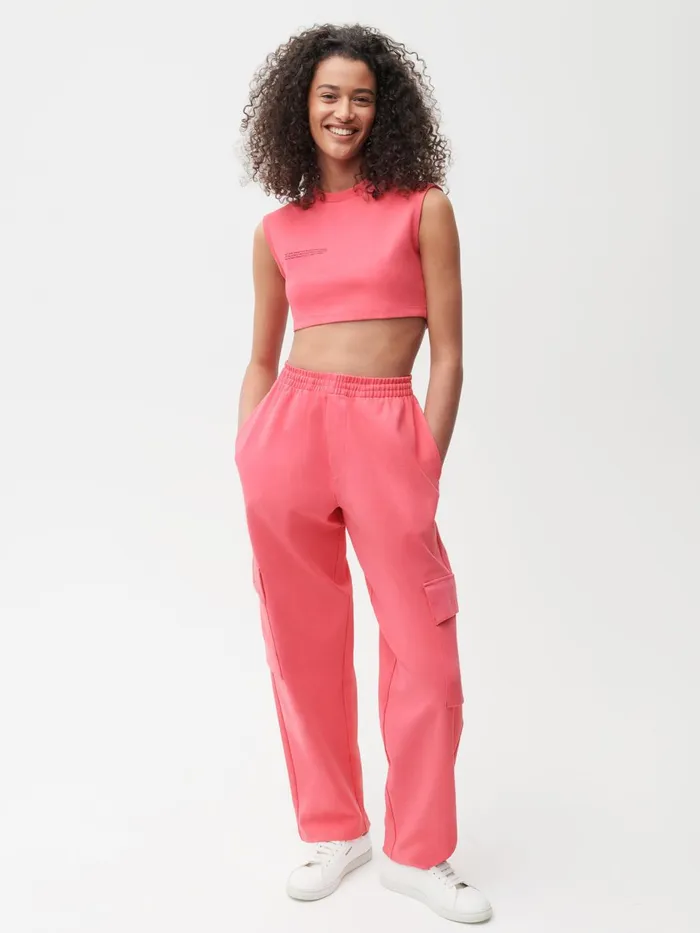 PANGAIA Recycled Cotton Fitted Crop TShirt Lotus Pink Men Tshirts and Tops