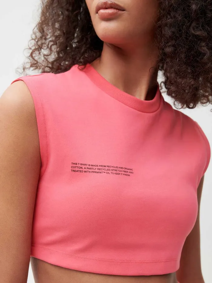 PANGAIA Recycled Cotton Fitted Crop TShirt Lotus Pink Men Tshirts and Tops