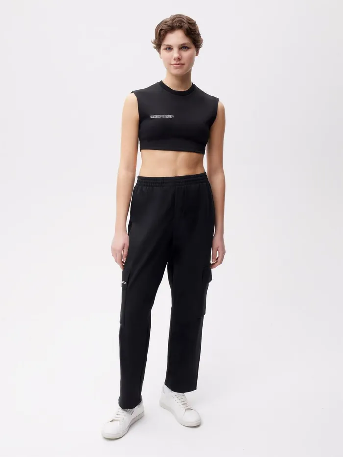 PANGAIA Recycled Cotton Jersey Cargo Pants Black Men Track Pants and Pants