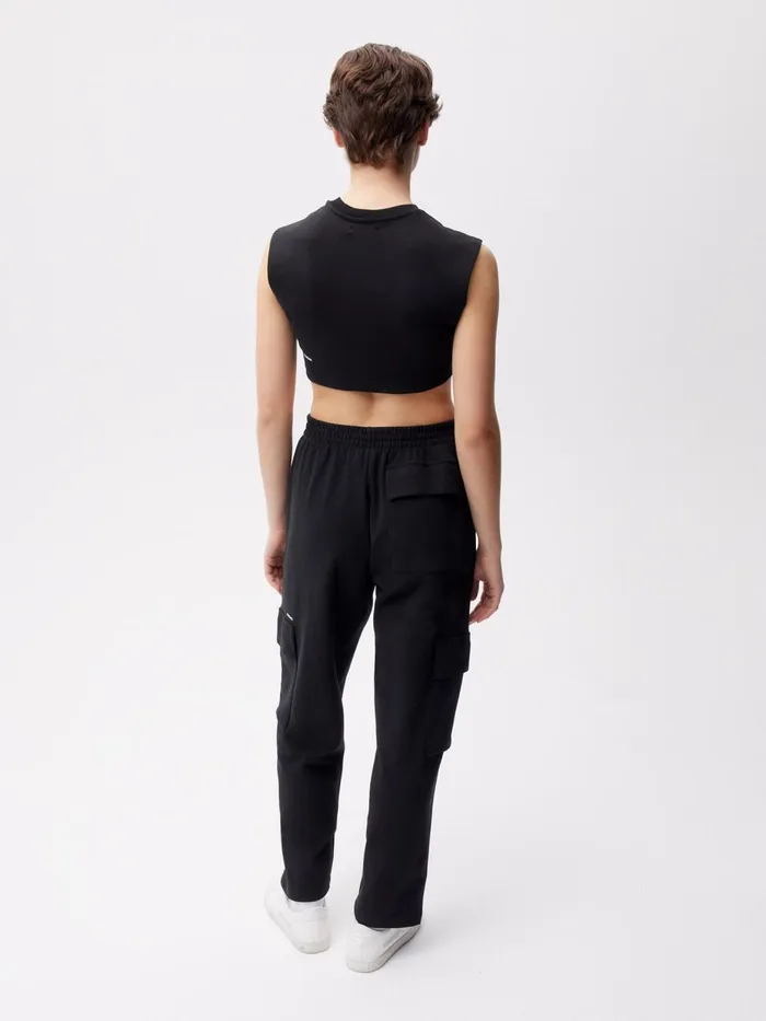 PANGAIA Recycled Cotton Jersey Cargo Pants Black Men Track Pants and Pants