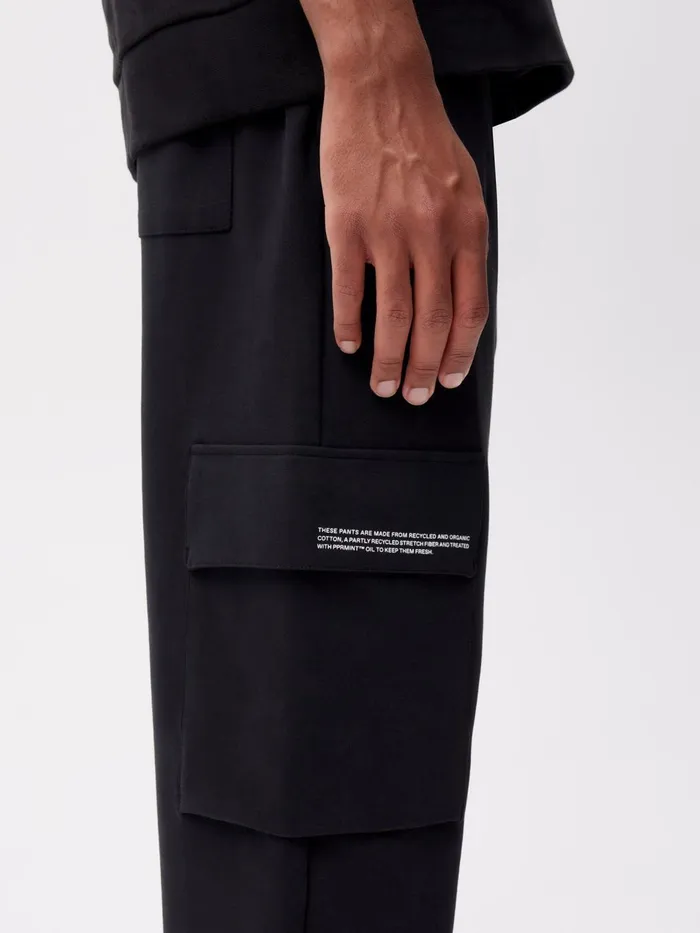 PANGAIA Recycled Cotton Jersey Cargo Pants Black Men Track Pants and Pants