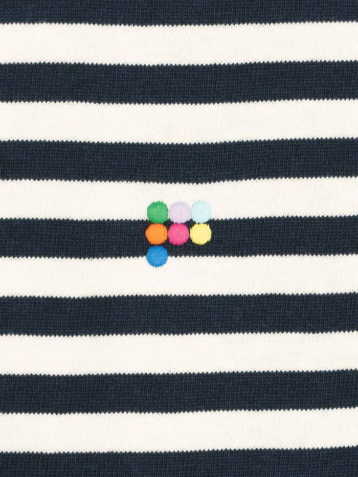 PANGAIA Recycled Cotton Stripe Boxy TShirt Navy Blue Women Tshirts and Tops
