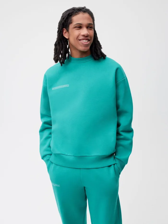 PANGAIA Recycled Cotton Sweatshirt Teal Green Men Sweatshirts
