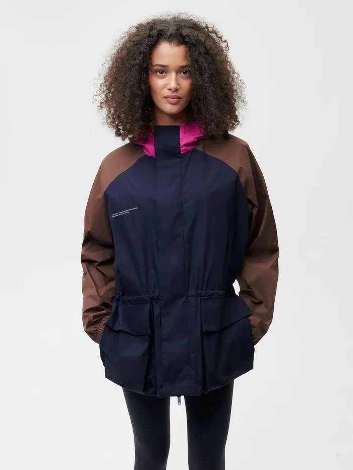 PANGAIA Recycled Nylon Colour Block Jacket Navy Blue Men Jackets and Outerwear
