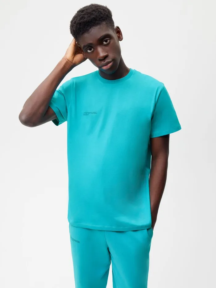 PANGAIA Seasonal PPRMINT Organic Cotton Tshirt Peacock Blue Men Tshirts and Tops