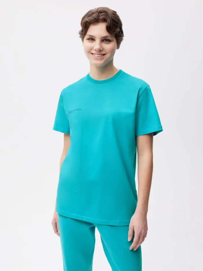 PANGAIA Seasonal PPRMINT Organic Cotton Tshirt Peacock Blue Women Tshirts and Tops