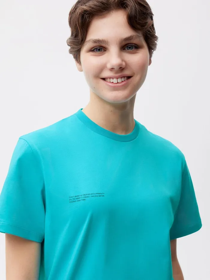 PANGAIA Seasonal PPRMINT Organic Cotton Tshirt Peacock Blue Women Tshirts and Tops