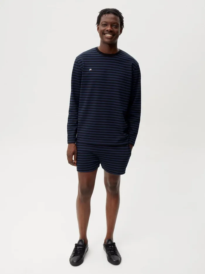 PANGAIA Summer Stripes Long Sleeve Tshirt Navy Blue Women Tshirts and Tops