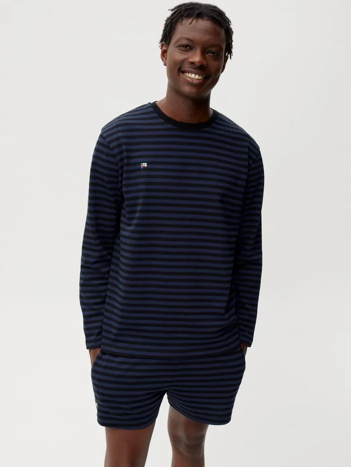 PANGAIA Summer Stripes Long Sleeve Tshirt Navy Blue Women Tshirts and Tops