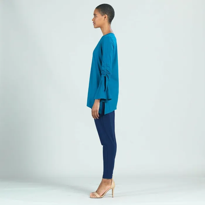 Peach Knit 8211 Pull Tie Bell Sleeve Tunic 8211 Teal 8211 Final Sale Women Clara Sunwoo Tops Tunics