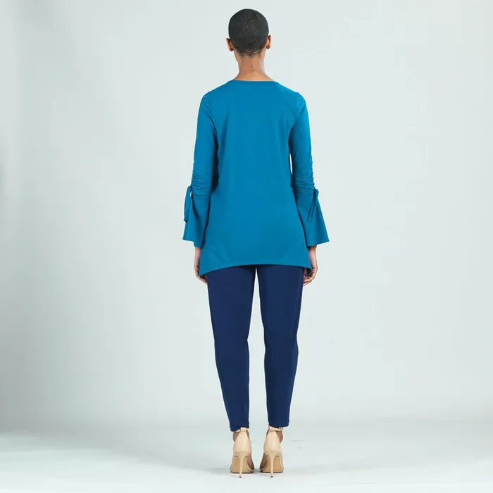 Peach Knit 8211 Pull Tie Bell Sleeve Tunic 8211 Teal 8211 Final Sale Women Clara Sunwoo Tops Tunics