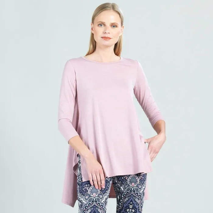 Peach Knit 8211 Round Neck Envelope Hem Tunic 8211 Blush 8211 Final Sale Women Clara Sunwoo Tops Tunics
