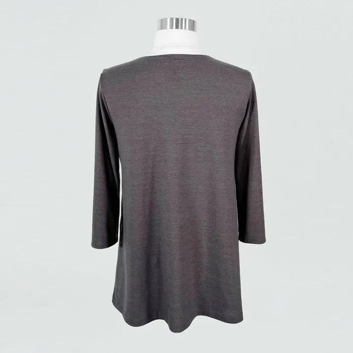 Peach Knit 8211 Split Cuff Tunic 8211 Charcoal 8211 Final Sale Women Clara Sunwoo Tops Tunics