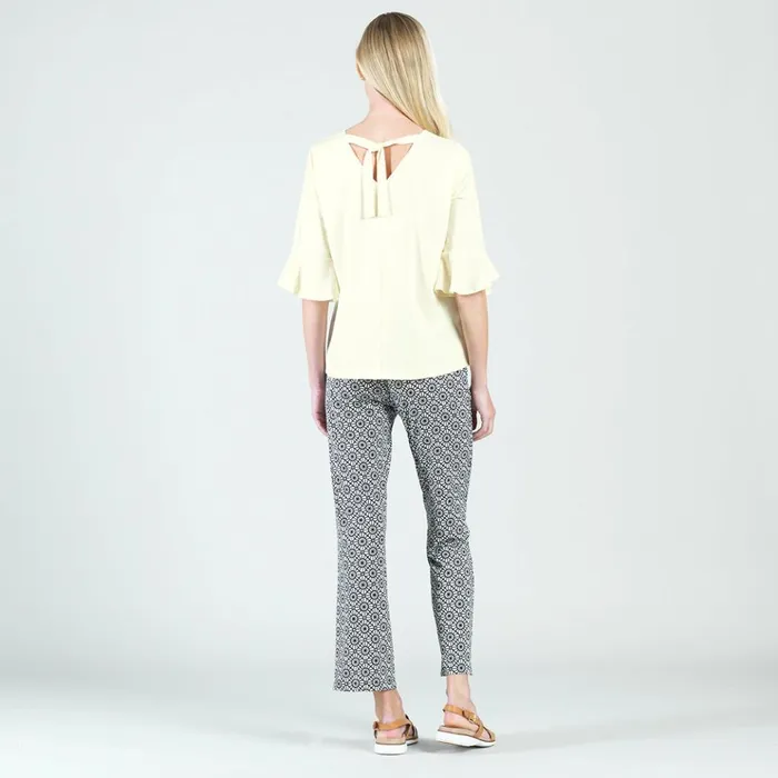 Peach Knit 8211 Tulip Cuff Back Tie Top 8211 Yellow 8211 Final Sale Women Clara Sunwoo Tops Tunics
