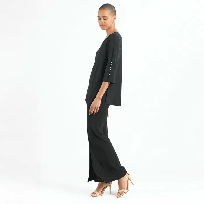 Pearl Cuff Asymmetrical Reverse HiLow Tunic 8211 Black Women Clara Sunwoo Tops Tunics