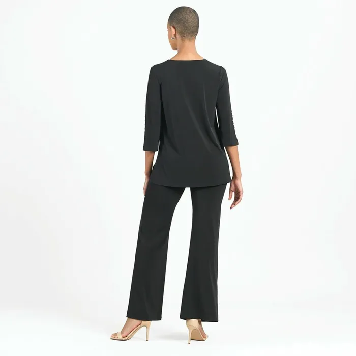 Pearl Cuff Asymmetrical Reverse HiLow Tunic 8211 Black Women Clara Sunwoo Tops Tunics
