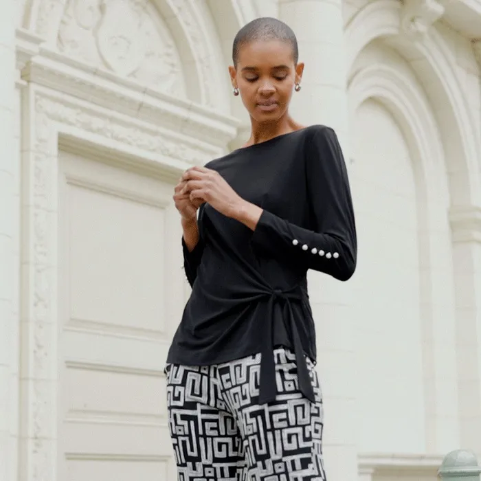Pearl Cuff Side Tie Waist Top 8211 Black Women Clara Sunwoo Tops Tunics