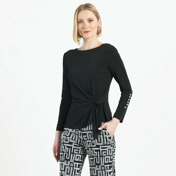 Pearl Cuff Side Tie Waist Top 8211 Black Women Clara Sunwoo Tops Tunics