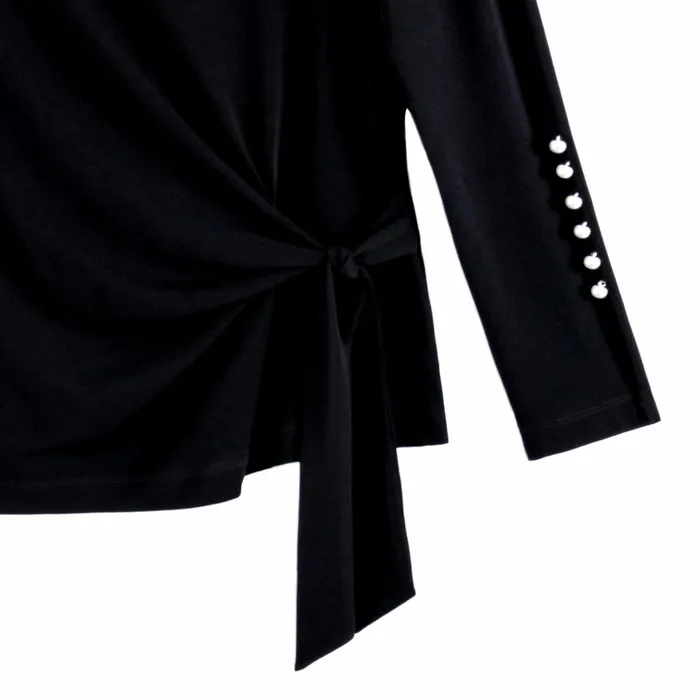 Pearl Cuff Side Tie Waist Top 8211 Black Women Clara Sunwoo Tops Tunics