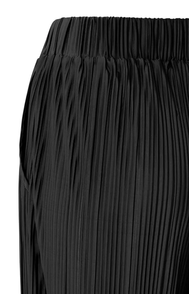Pleated Trousers With Elastic Waistband And Wide Legs Black Women YAYA Trousers Pleated Trousers With Elastic Waistband And Wide Legs Black Women YAYA Trousers