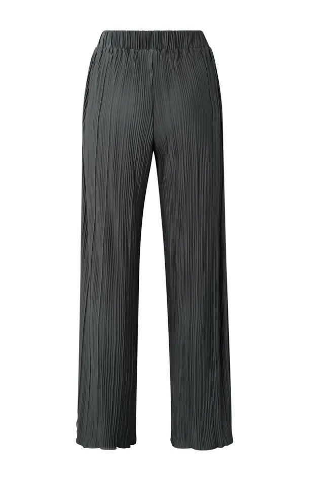 Pleated Trousers With Elastic Waistband And Wide Legs Dark Metal Grey Women YAYA Trousers Pleated Trousers With Elastic Waistband And Wide Legs Dark Metal Grey Women YAYA Trousers