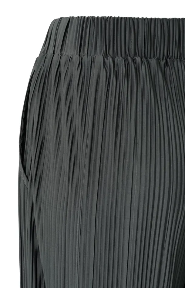 Pleated Trousers With Elastic Waistband And Wide Legs Dark Metal Grey Women YAYA Trousers Pleated Trousers With Elastic Waistband And Wide Legs Dark Metal Grey Women YAYA Trousers