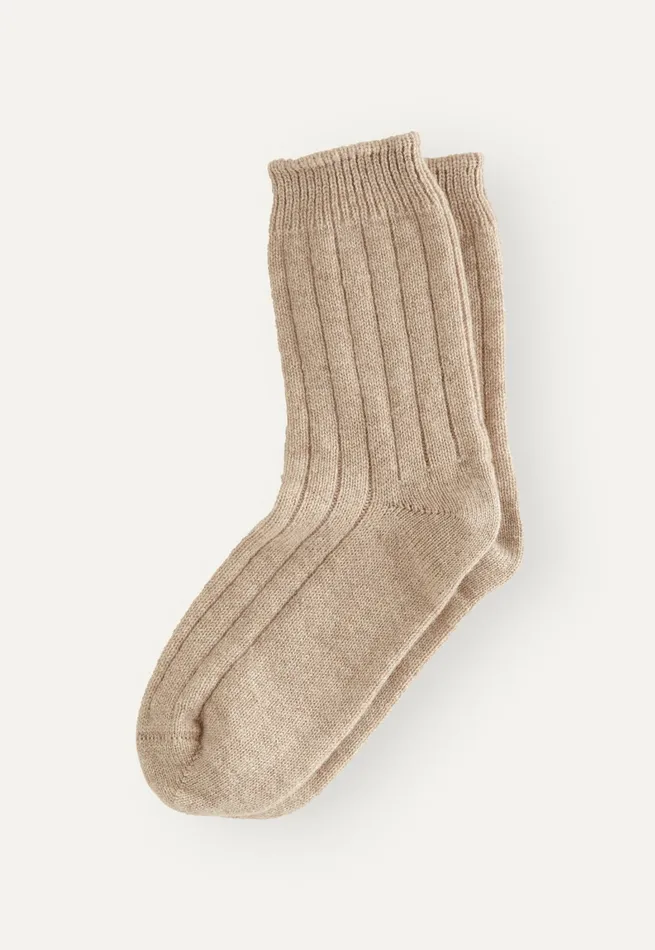 Poetry Fashion Accessories Women Ribbed Socks Pale Fawn