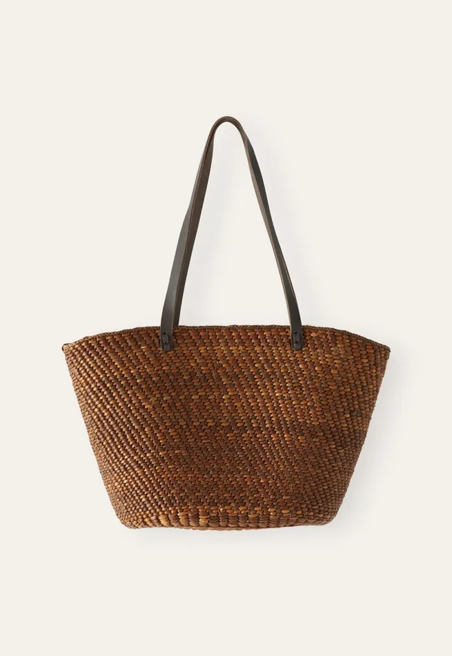 Poetry Fashion Accessories Women Shopper With Leather Handle Dark Tan