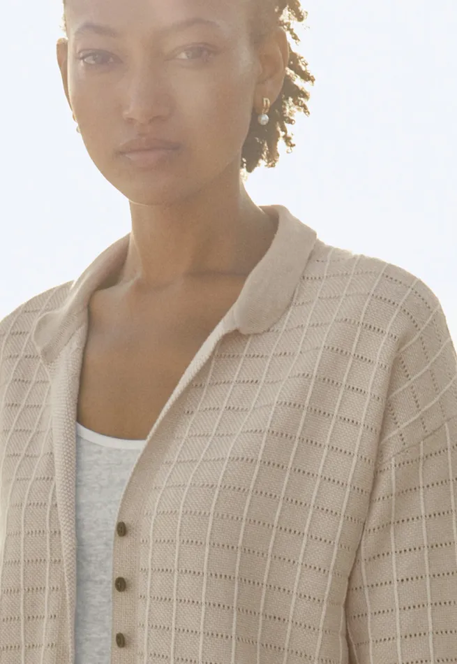 Poetry Fashion Cardigans Women Checkstitch Shirt Pebble