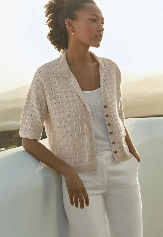 Poetry Fashion Cardigans Women Checkstitch Shirt Pebble