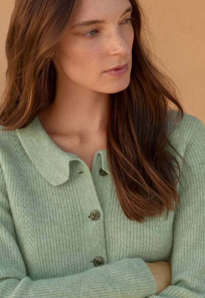 Poetry Fashion Cardigans Women Collared Cardigan Mint Aqua