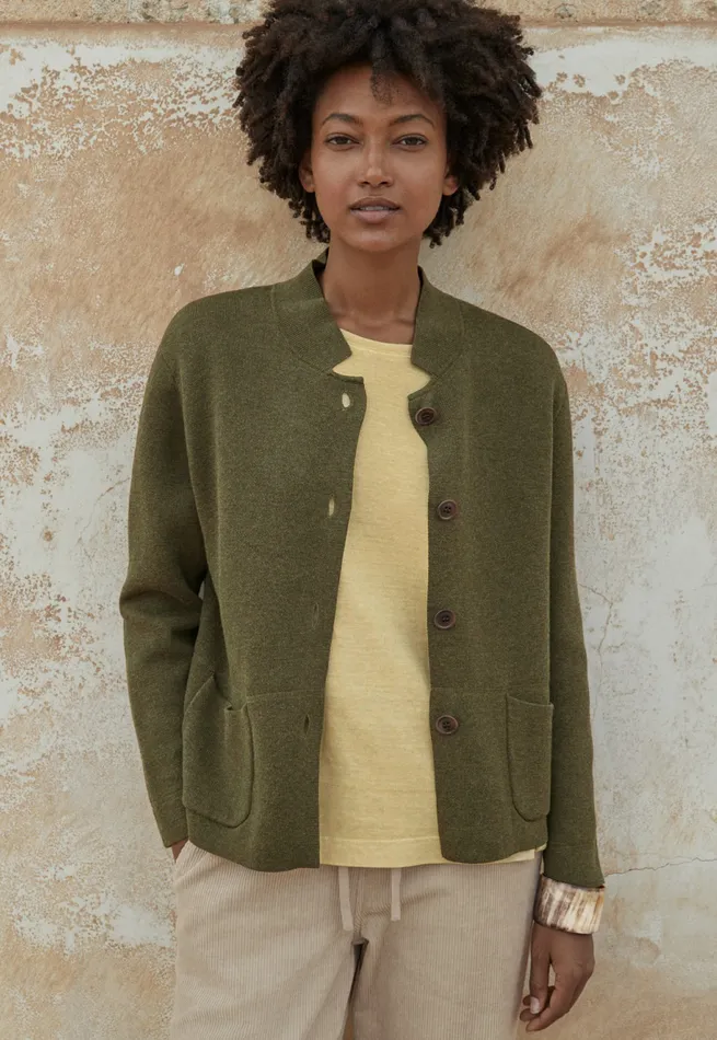Poetry Fashion Cardigans Women Doubleknit Jacket Dark Moss