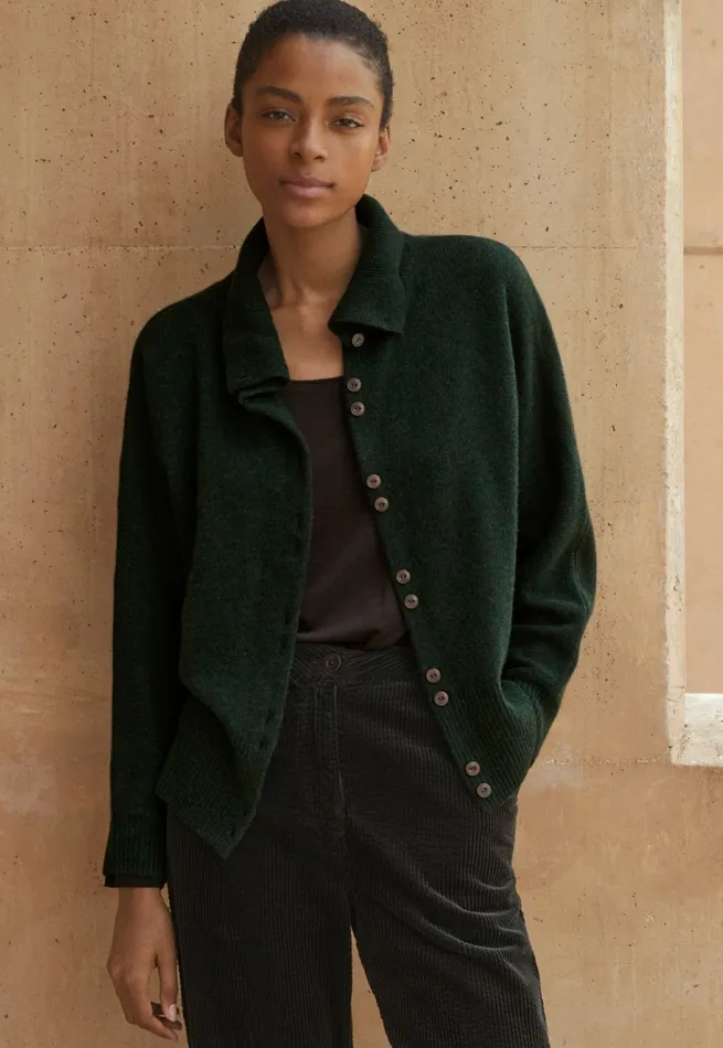 Poetry Fashion Cardigans Women Funnelneck Cardigan Dark Pine