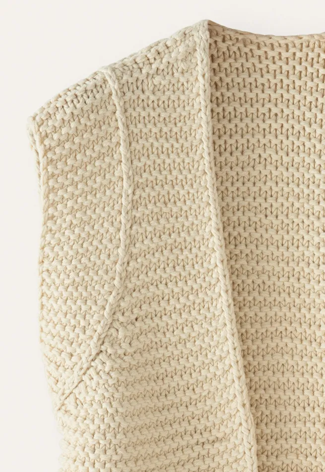 Poetry Fashion Cardigans Women Handknitted Waistcoat Ecru