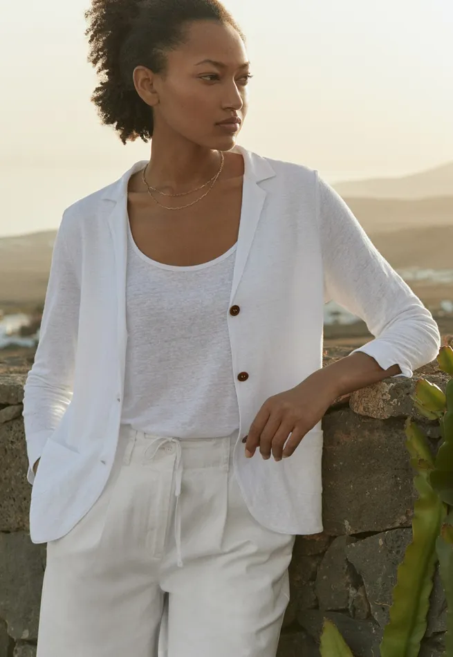 Poetry Fashion Cardigans Women Jersey Blazer White