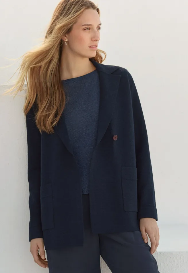 Poetry Fashion Cardigans Women Knitted Blazer Midnight
