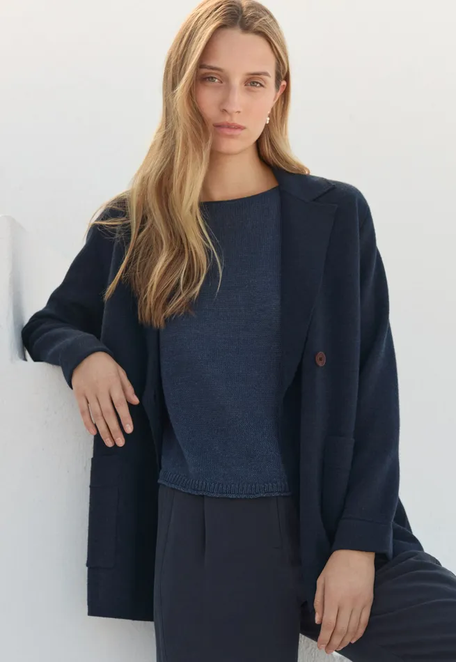 Poetry Fashion Cardigans Women Knitted Blazer Midnight