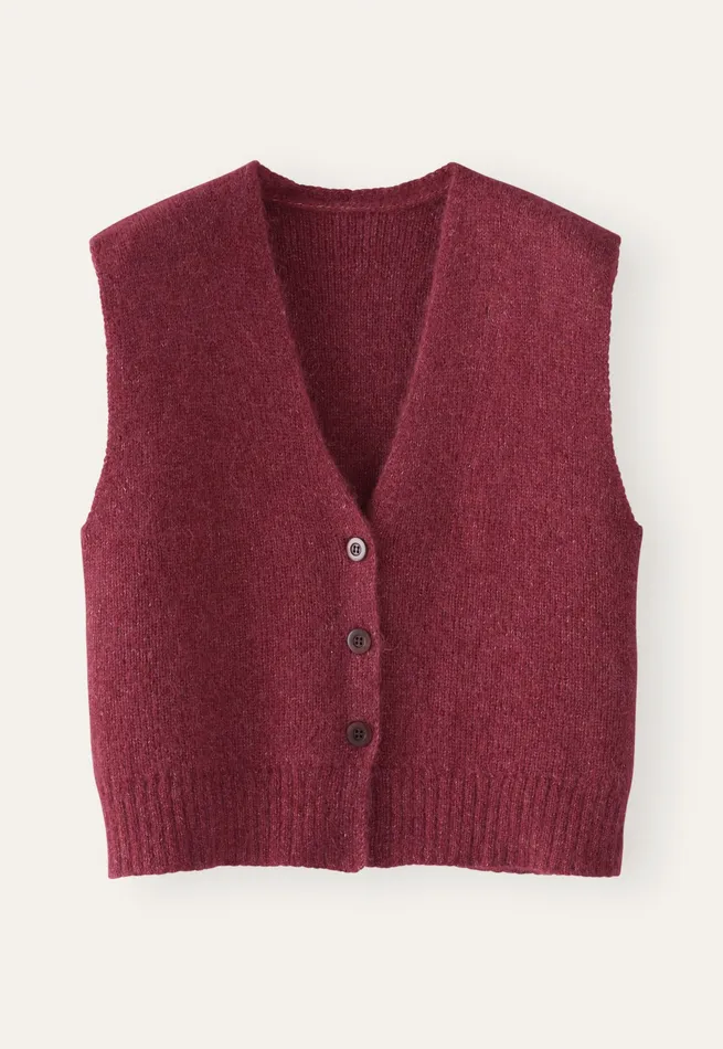 Poetry Fashion Cardigans Women Knitted Waistcoat Maroon Pink