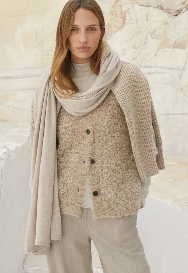 Poetry Fashion Cardigans Women Knitted Waistcoat Pale Fawn