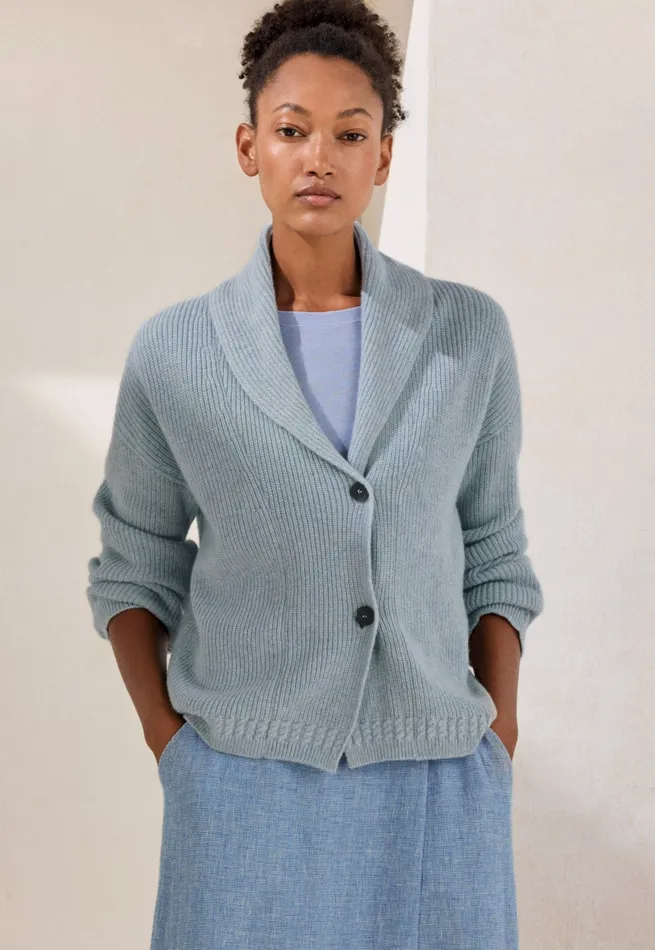 Poetry Fashion Cardigans Women Shawlcollar Cardigan Soft Blue