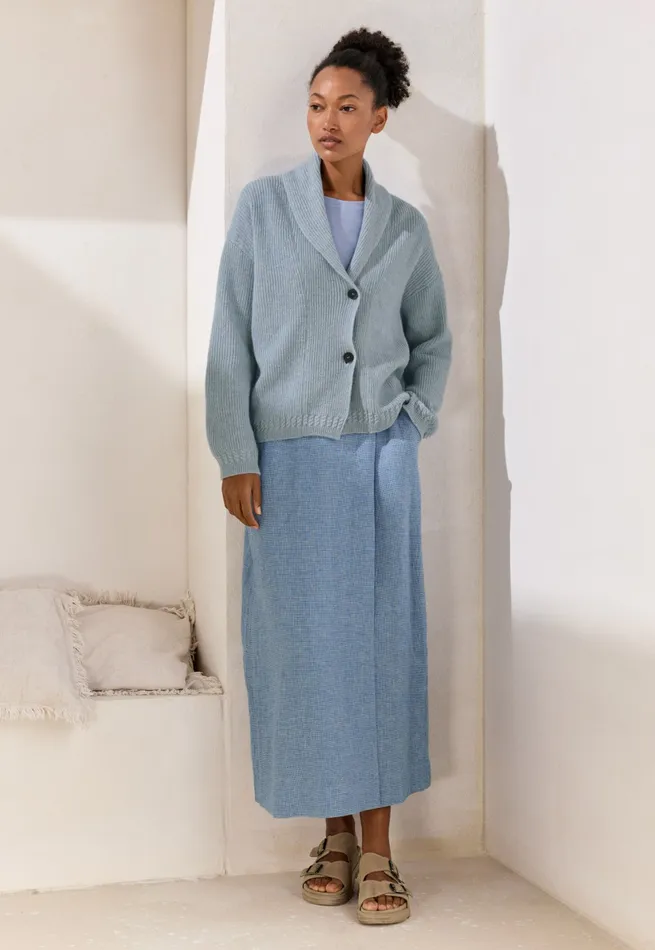 Poetry Fashion Cardigans Women Shawlcollar Cardigan Soft Blue