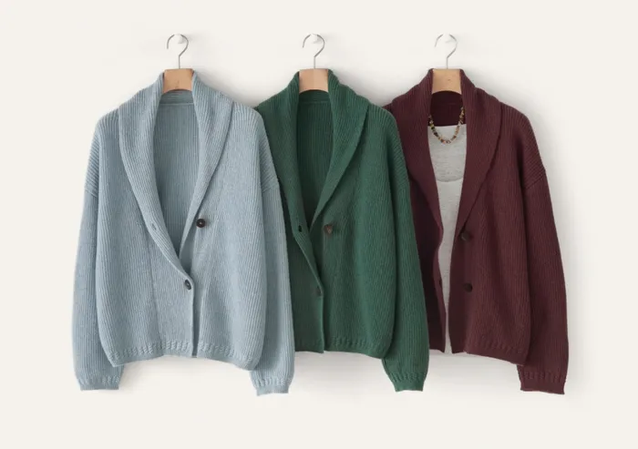 Poetry Fashion Cardigans Women Shawlcollar Cardigan Soft Blue