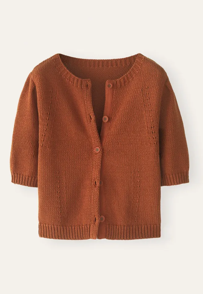 Poetry Fashion Cardigans Women Shortsleeve Cardigan Copper
