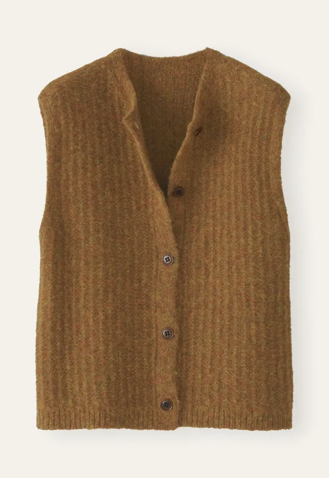 Poetry Fashion Cardigans Women Sleeveless Cardigan Toffee