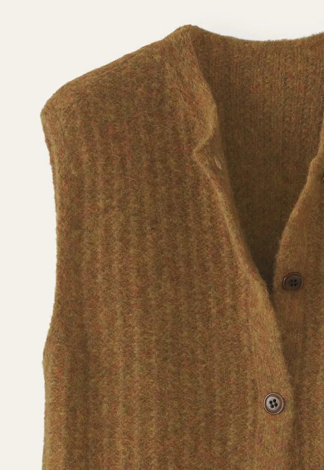 Poetry Fashion Cardigans Women Sleeveless Cardigan Toffee