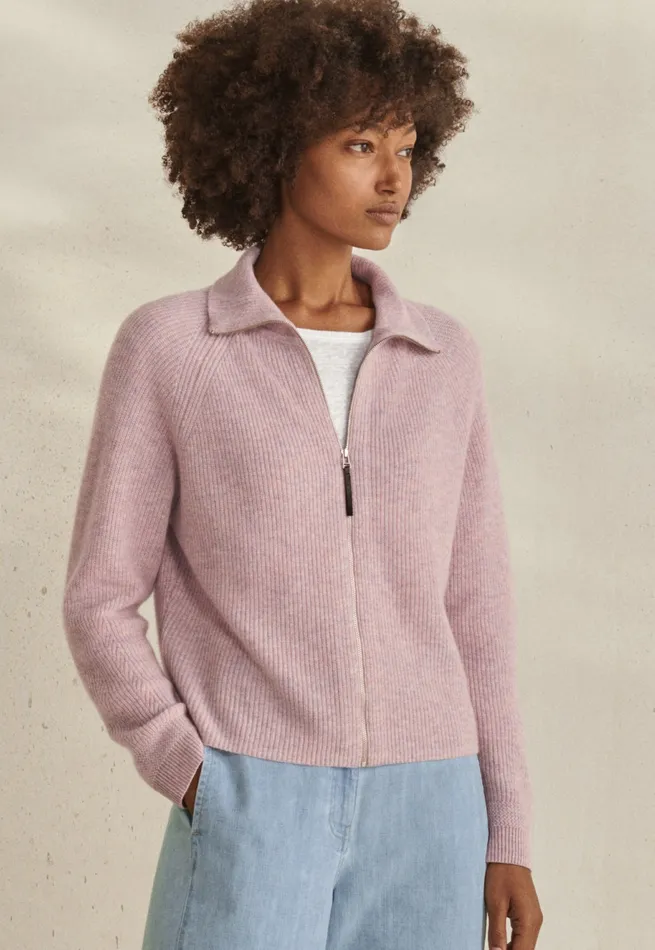 Poetry Fashion Cardigans Women Zipfront Cardigan Chalk Pink