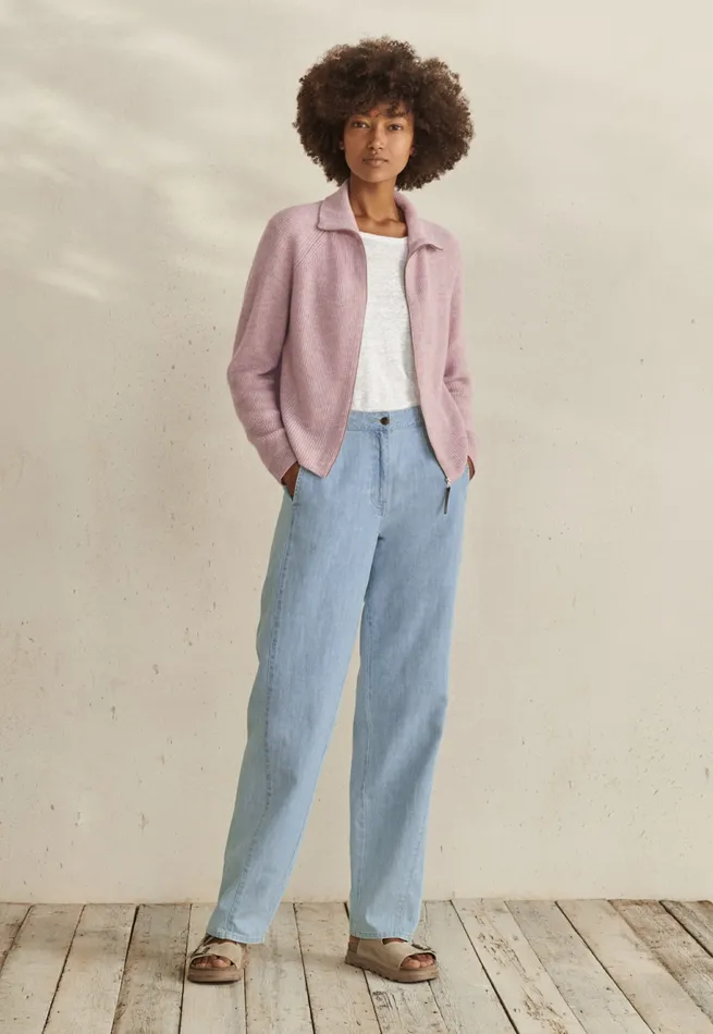 Poetry Fashion Cardigans Women Zipfront Cardigan Chalk Pink